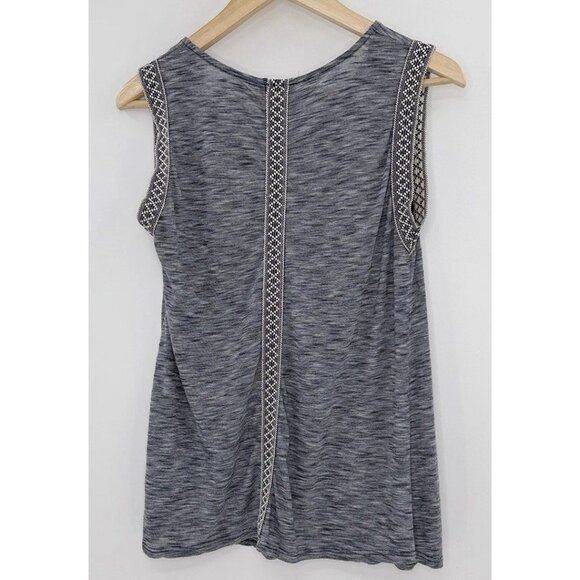 W5 Anthropologie Blue White Space Dye Sleeveless Scoop‎ Neck Blouse Sz L Boho - Picture 2 of 7